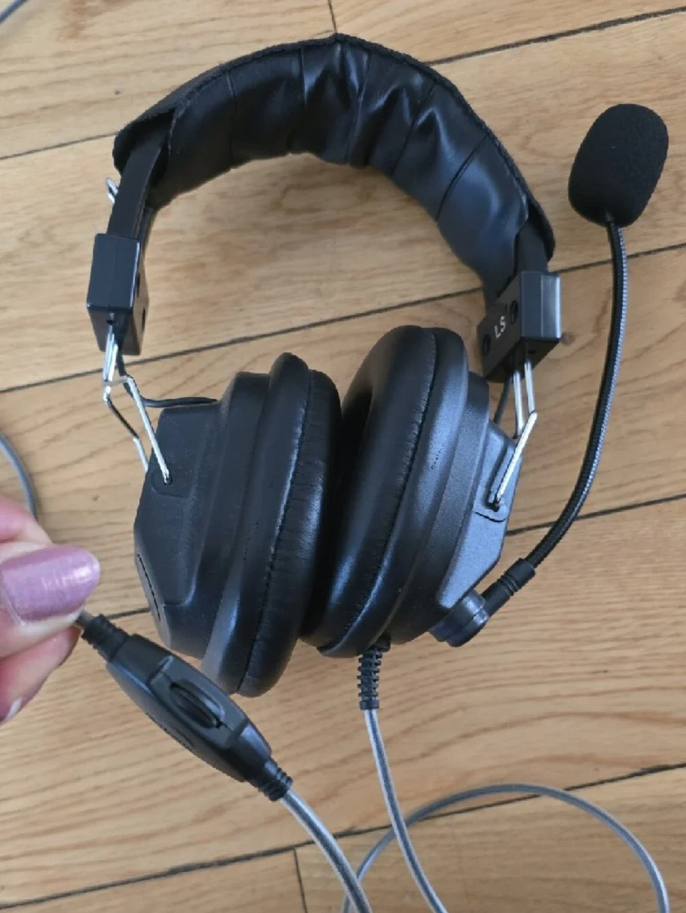 Black Over-Ear Headphones with Boom Microphone